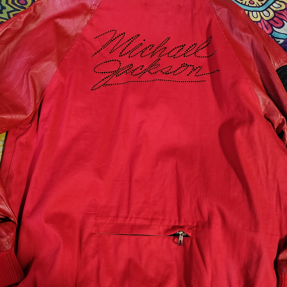 DIAMOND + MICHAEL JACKSON COLLAB -Genuine Red Leather Jacket ( NWOT😲🔥🔥) - Picture 9 of 14